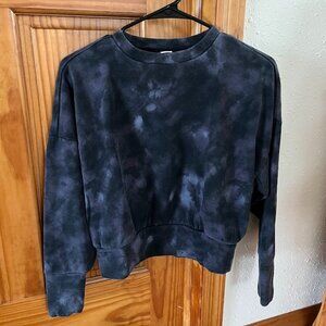 Get After It Cropped Pullover Crewneck Sweatshirt, Blue Tie Dye, Small